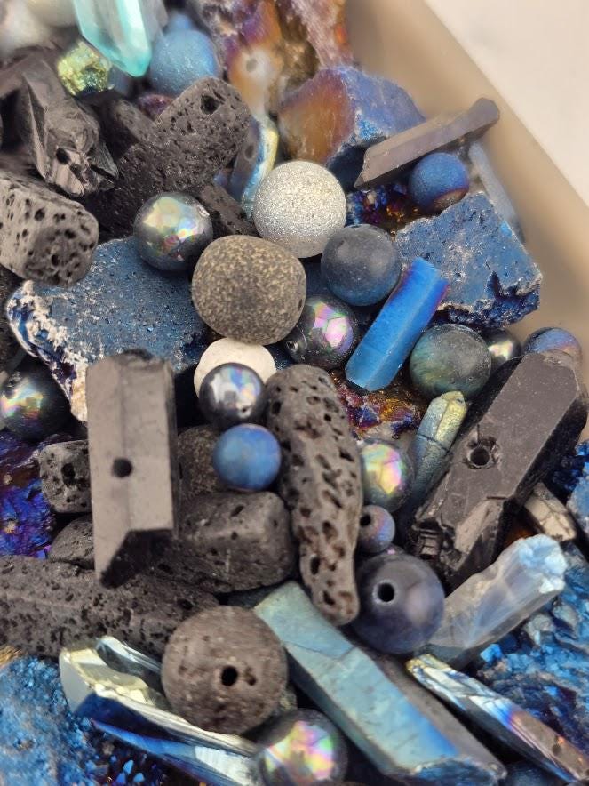 Gemstone Bead Soup: Titanium Rainbow, Lava Rock - Natural Mix | Jewelry Making Bracelet Supply | Learise Curated Mix