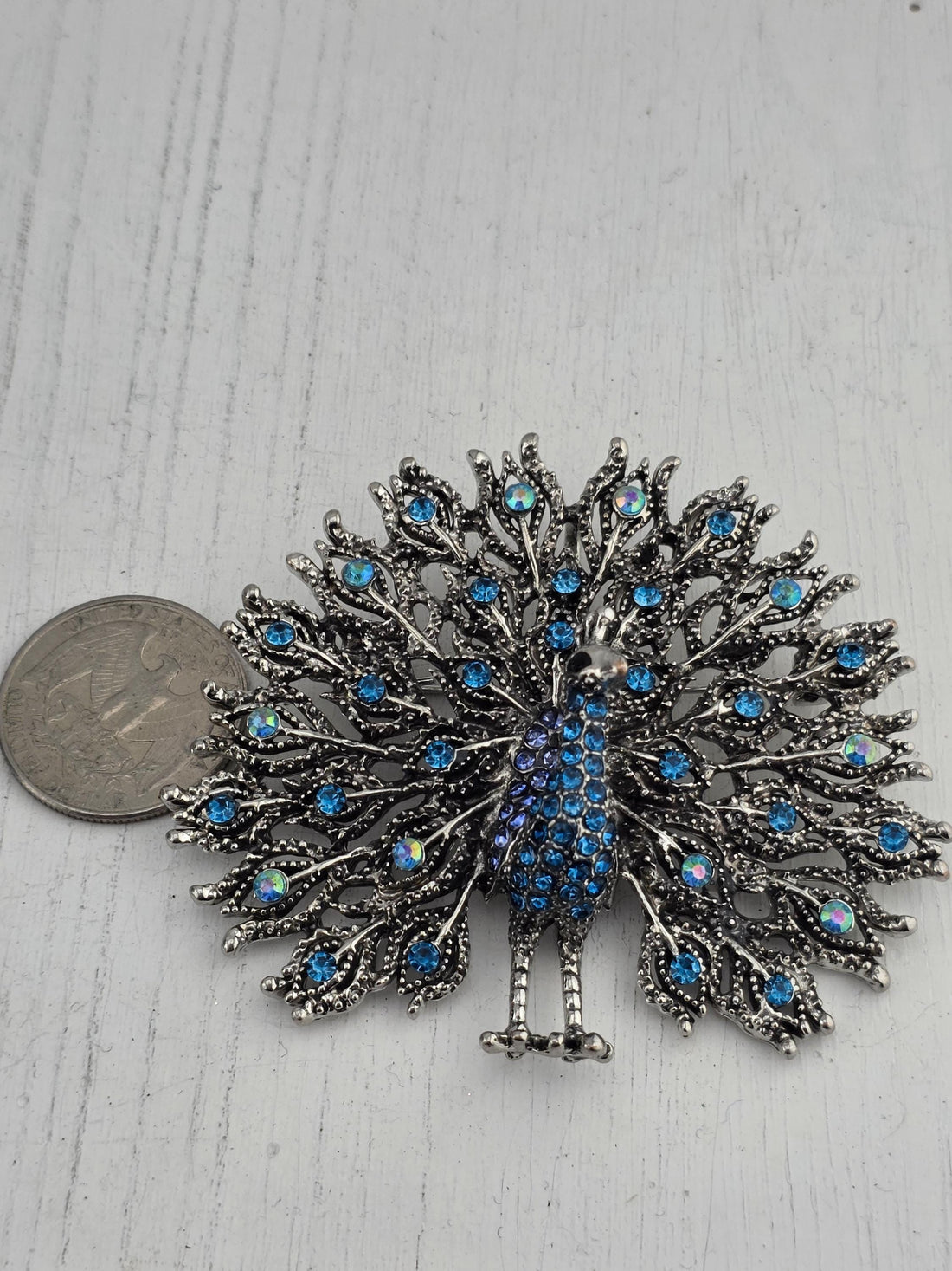 Nature-Inspired Peacock Brooch Pin, Colorful Enamel (Silver Plated, Rhinestones) | Handmade Pin | Jacket Scarf Hat Accessory | Gift Idea