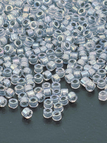 DB0081:Crystal/Dark Grey Inside Color Lined Rainbow Miyuki Delica (Size 11, 7 grams, ~1400 beads)