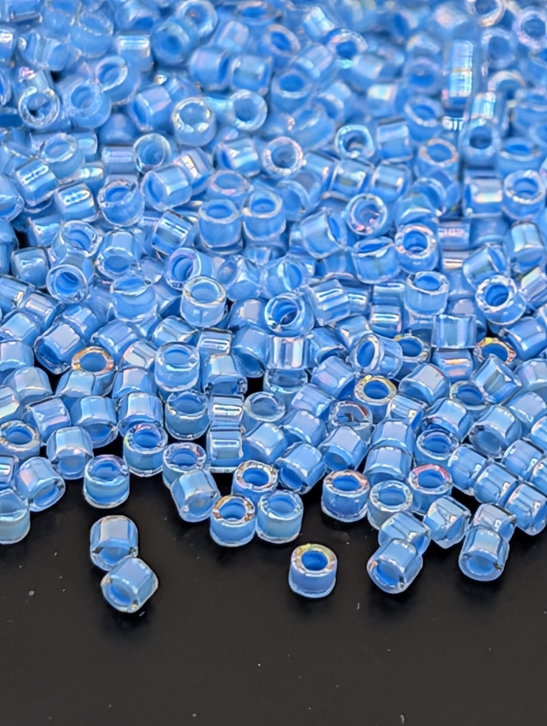 DB0076 Miyuki Delica 11/0 Seed Beads: Crystal Medium Blue ICL/R