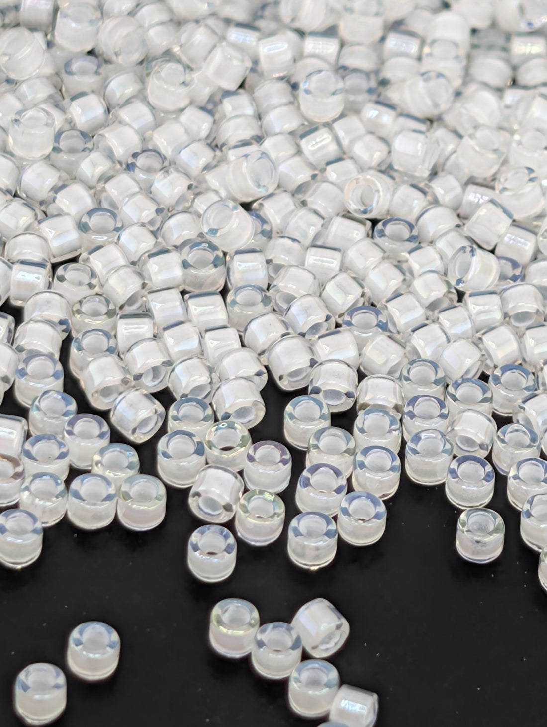 DB0066:Crystal/White Inside Color Lined Sparkle Miyuki Delica (Size 11, 7 grams, ~1400 beads)