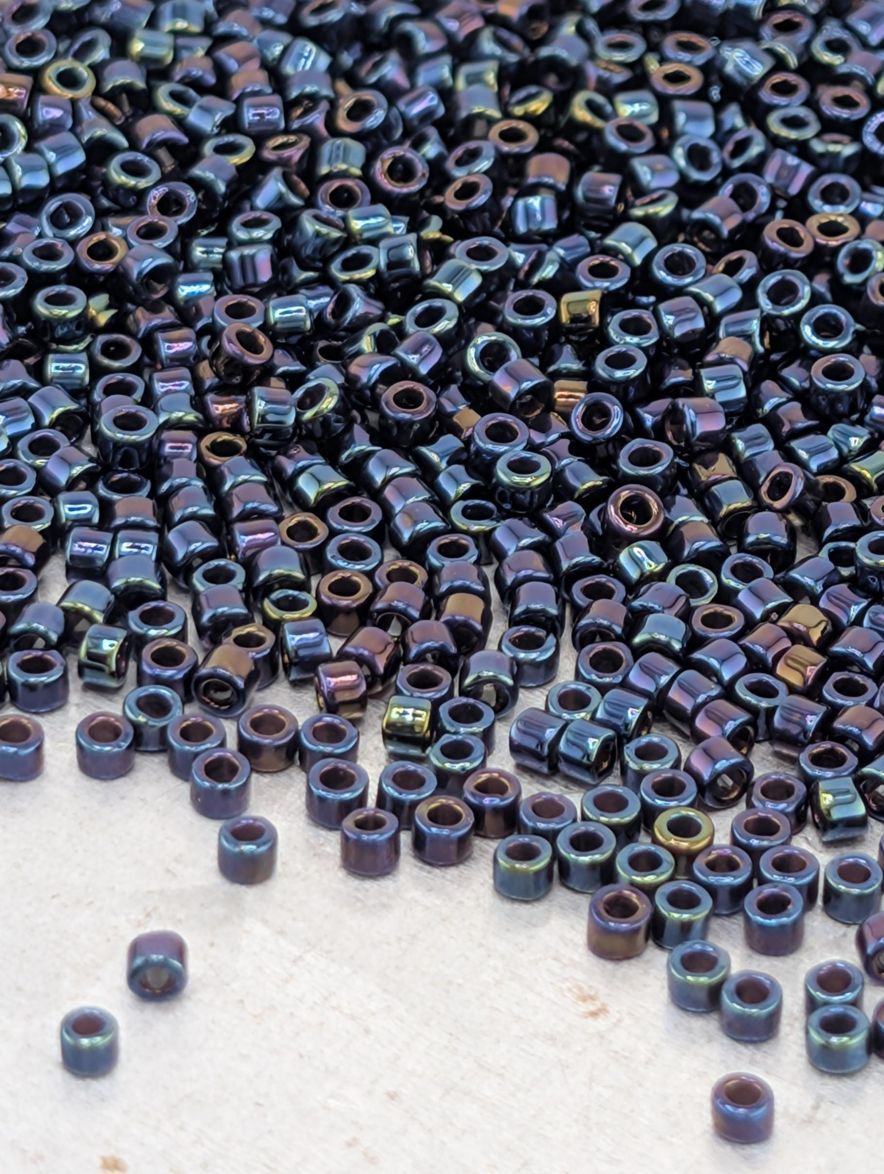 DB0002 Metallic Dark Blue Iris Miyuki Delica Beads (Size 11, 7 grams, ~1400 beads)