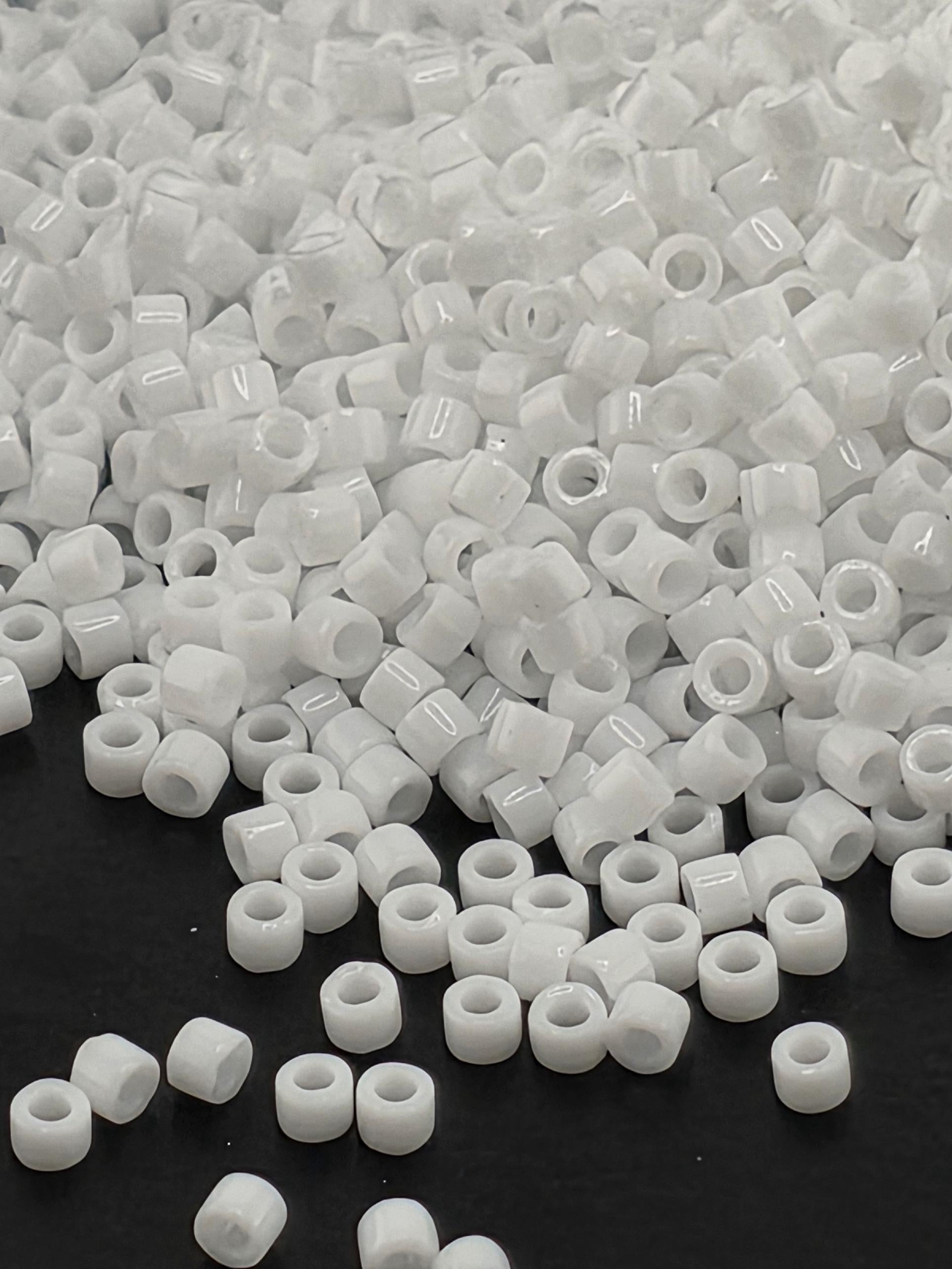 DB0200 Opaque White Seed Beads: Miyuki Delica Glass (Size 11, 7 grams, ~1400 beads)