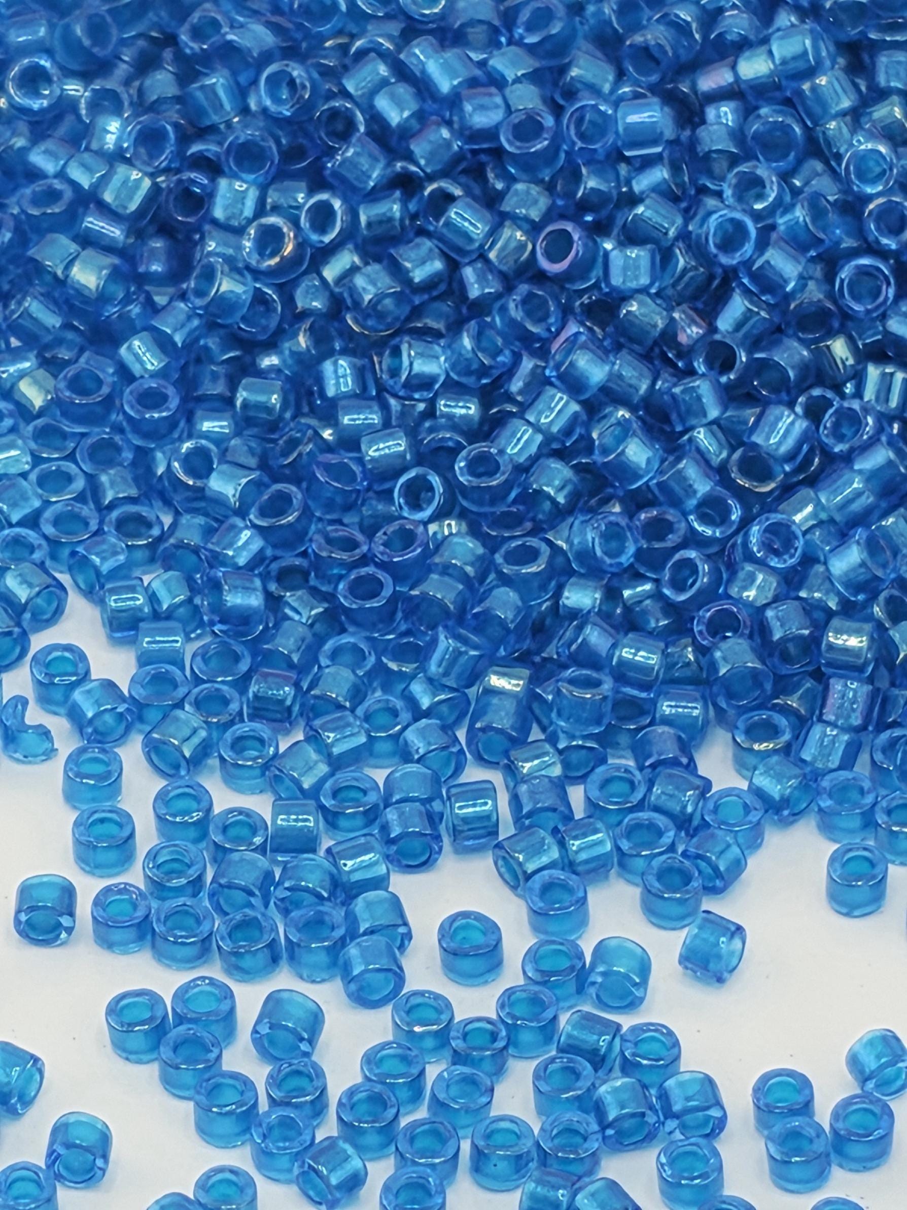 DB2385:Paradise Blue Inside Color Lined Rainbow Duracoat Miyuki Delica (Size 11, 7 grams, ~1400 beads)