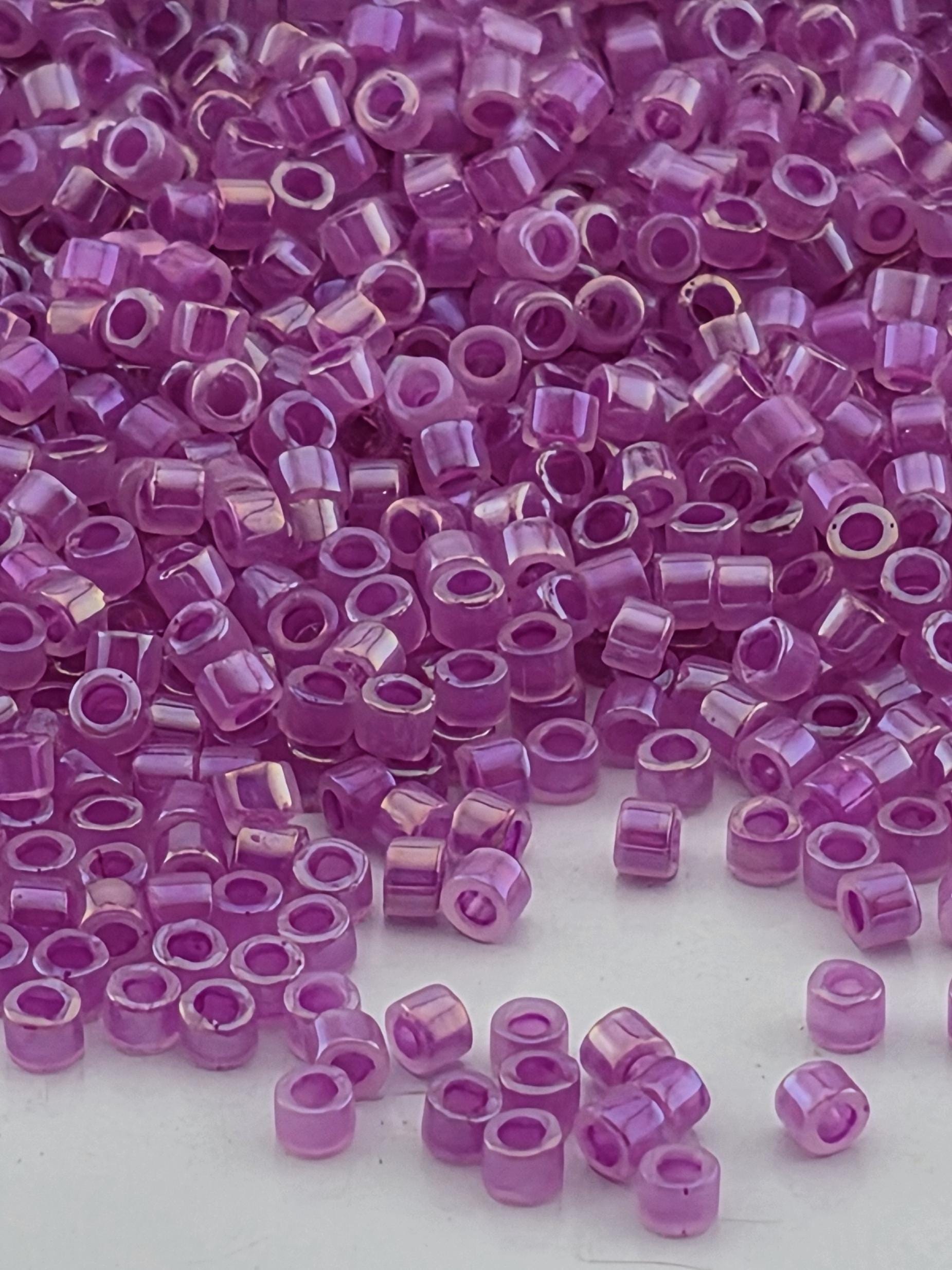 DB1744:Lavender/Fruity Fusion Inside Color Lined Rainbow Miyuki Delica (Size 11, 7 grams, ~1400 beads)