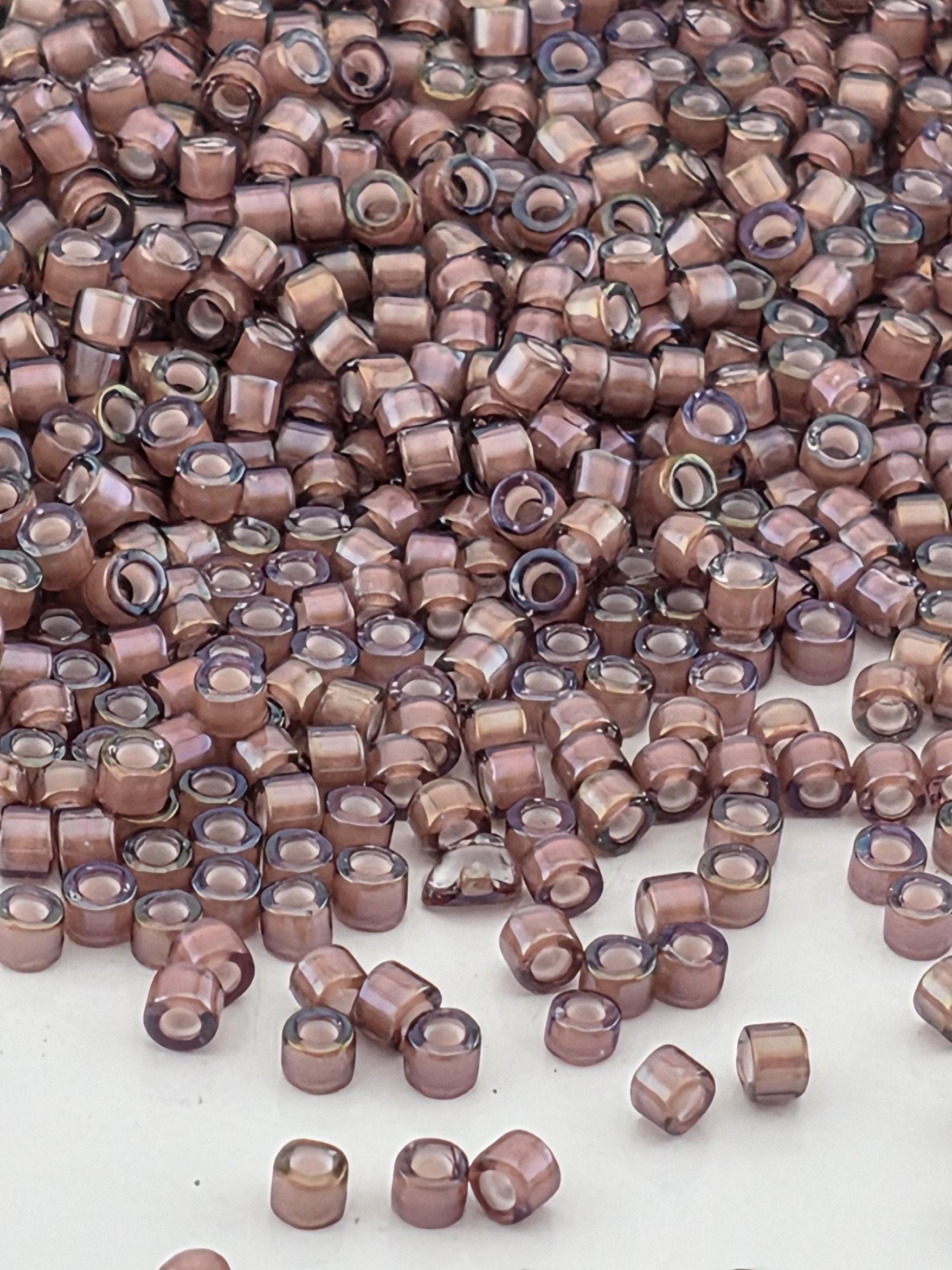 DB1792:Current Craze/White Inside Color Lined Rainbow Miyuki Delica (Size 11, 7 grams, ~1400 beads)