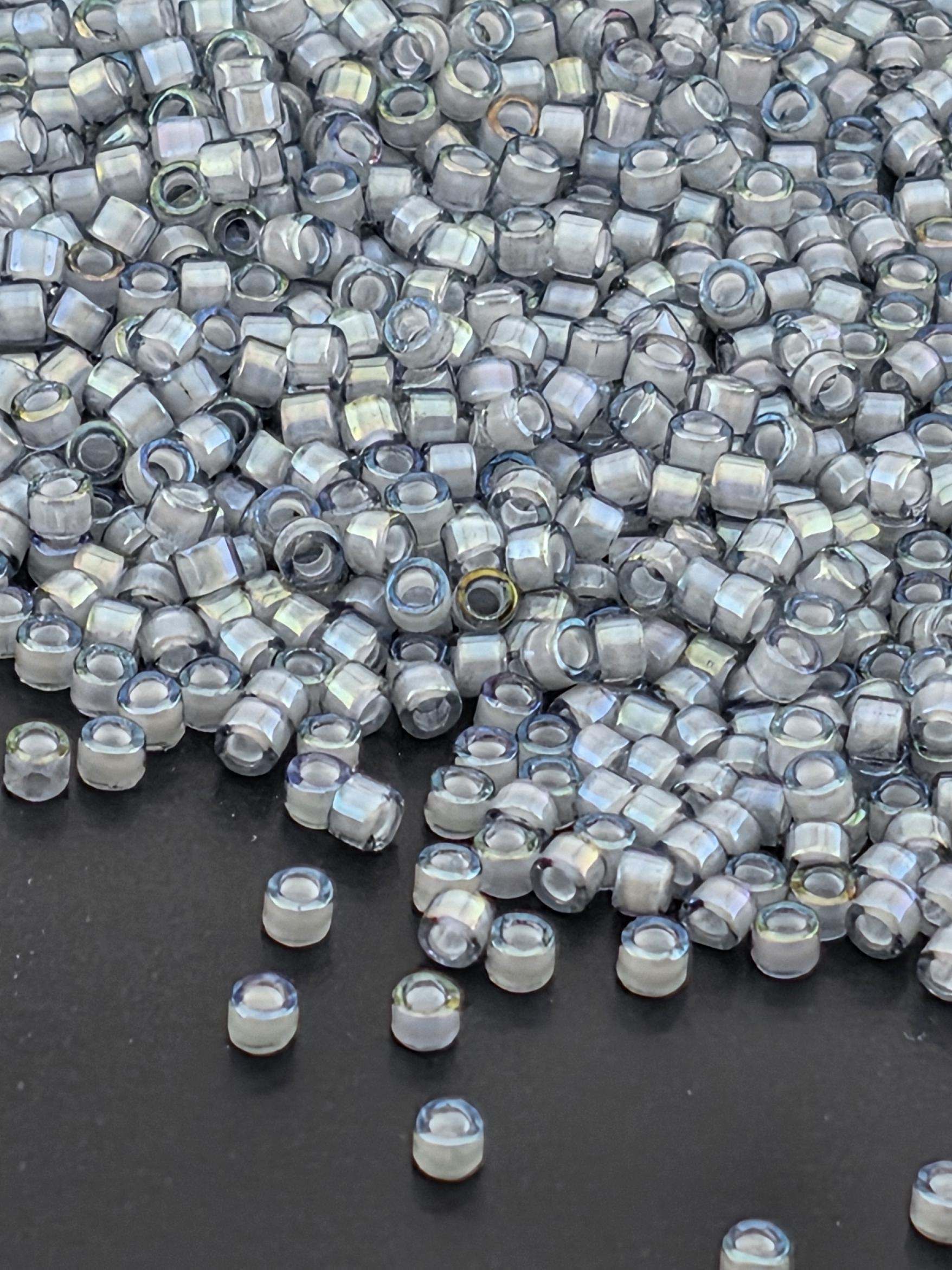 DB1793:Steel Skyline/White Inside Color Lined Rainbow Miyuki Delica (Size 11, 7 grams, ~1400 beads)