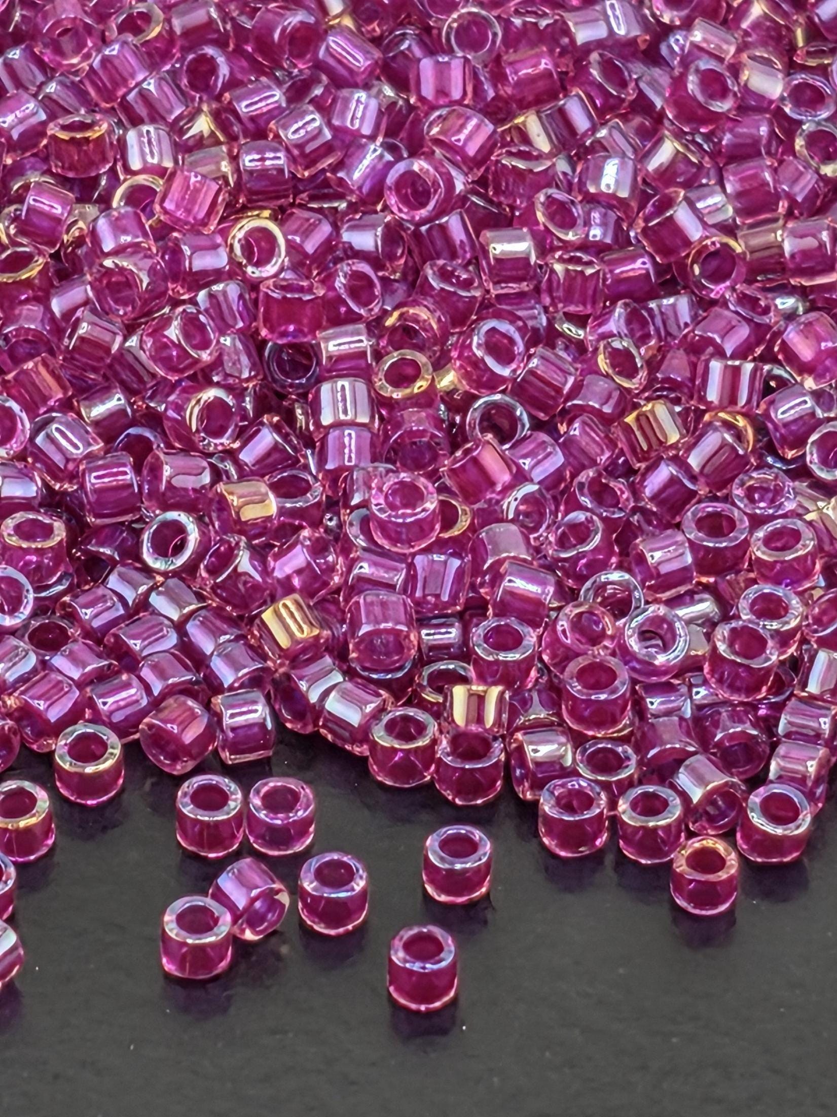 DB2389:Violet Rose Inside Color Lined Rainbow Duracoat Miyuki Delica (Size 11, 7 grams, ~1400 beads)