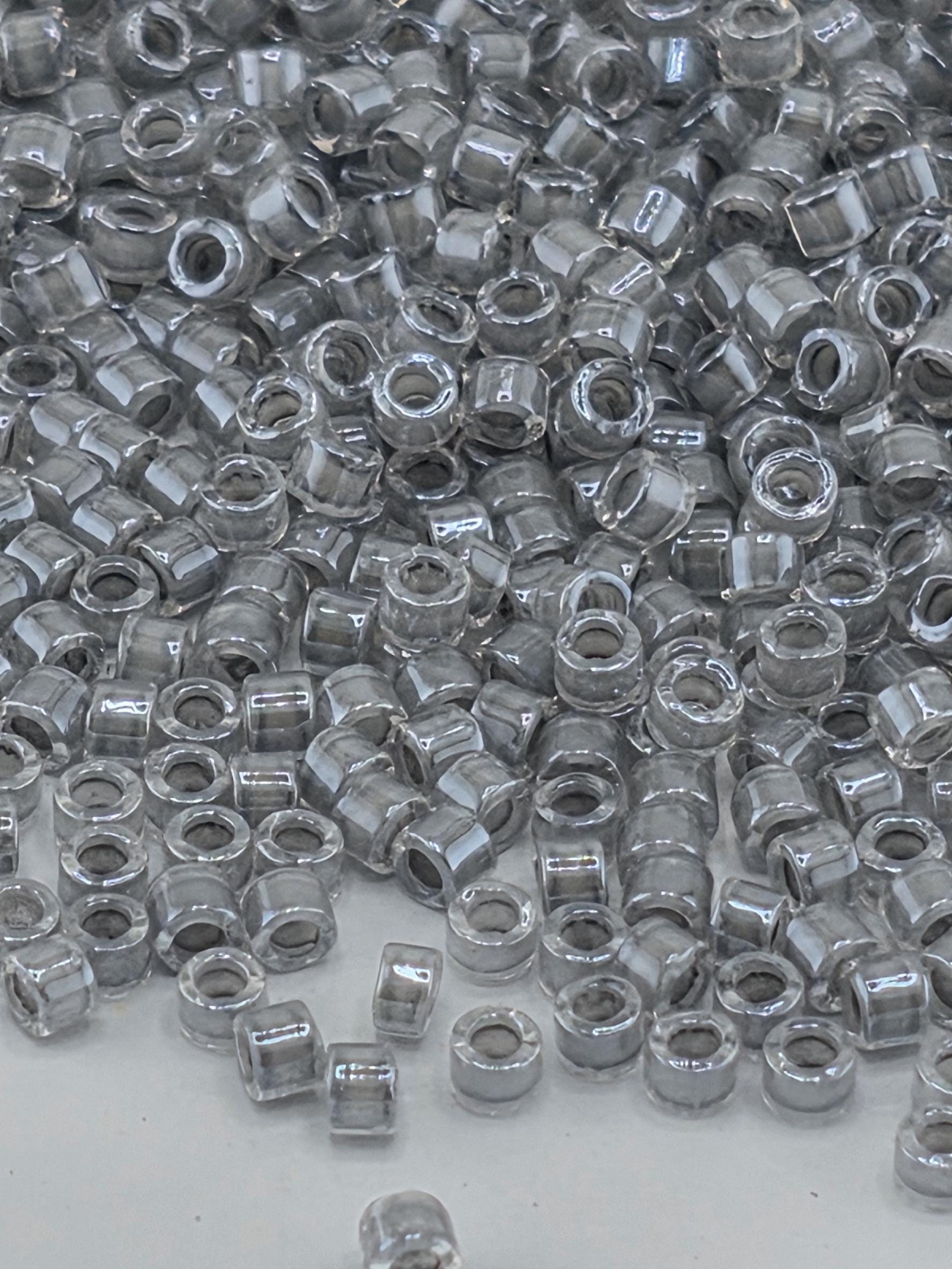 DB2392:Arctic Silver Inside Color Lined Duracoat Miyuki Delica (Size 11, 7 grams, ~1400 beads)