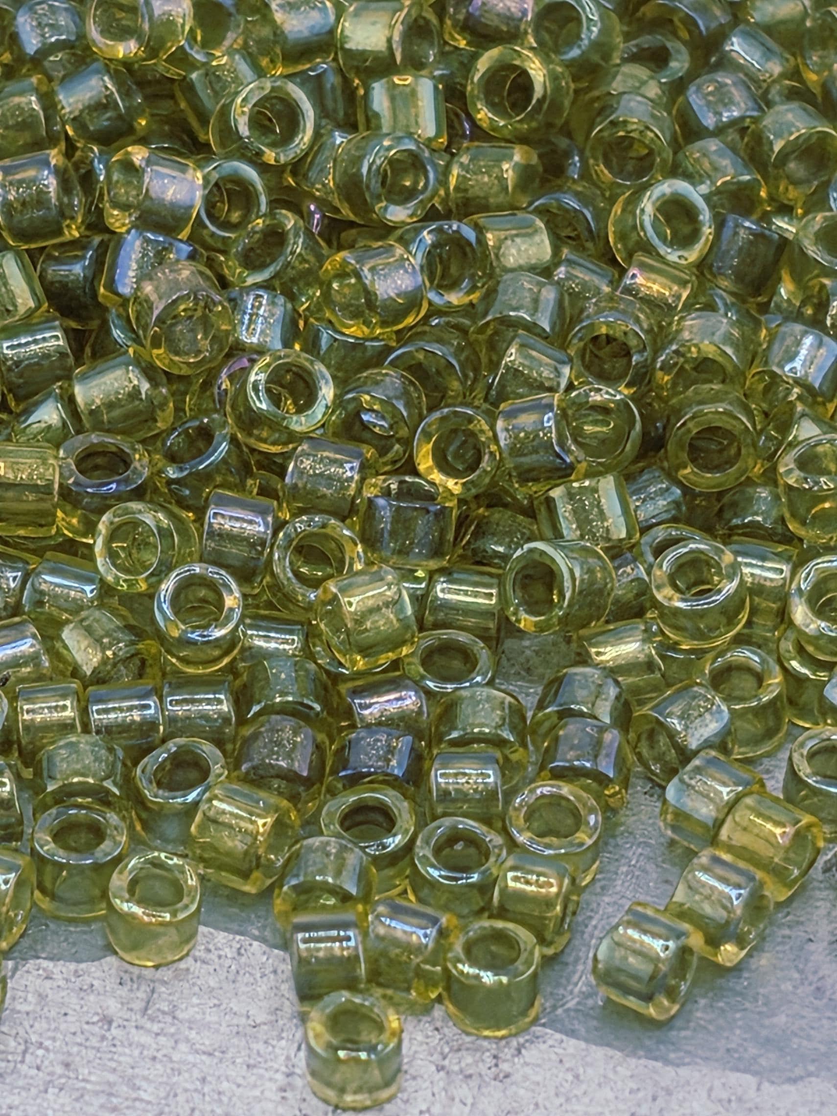 DB2377:Pistachio Inside Color Lined Rainbow Duracoat Miyuki Delica (Size 11, 7 grams, ~1400 beads)