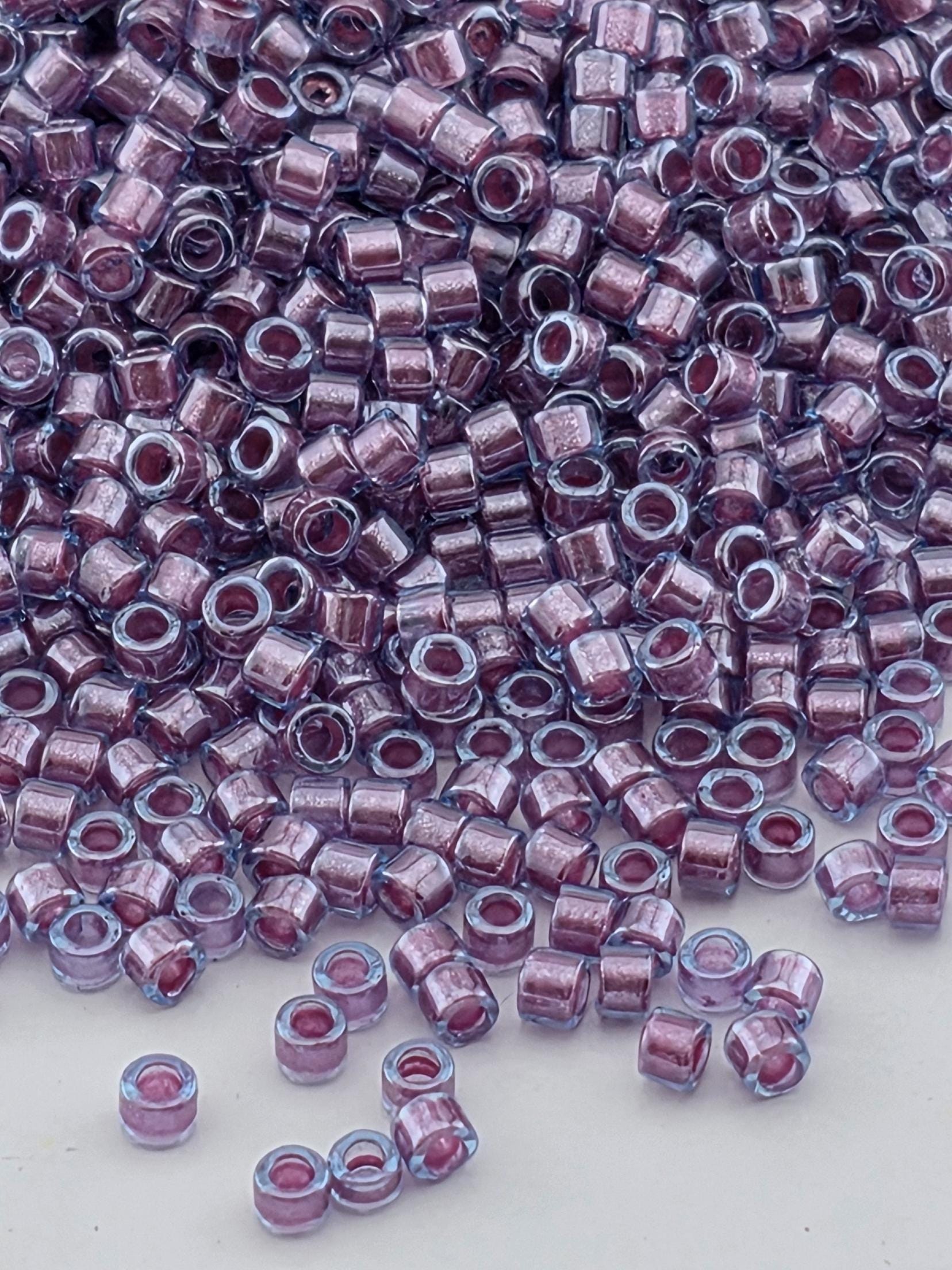 DB0922:Light Blue/Violet Inside Color Lined Sparkle Duracoat Miyuki Delica (Size 11, 7 grams, ~1400 beads)