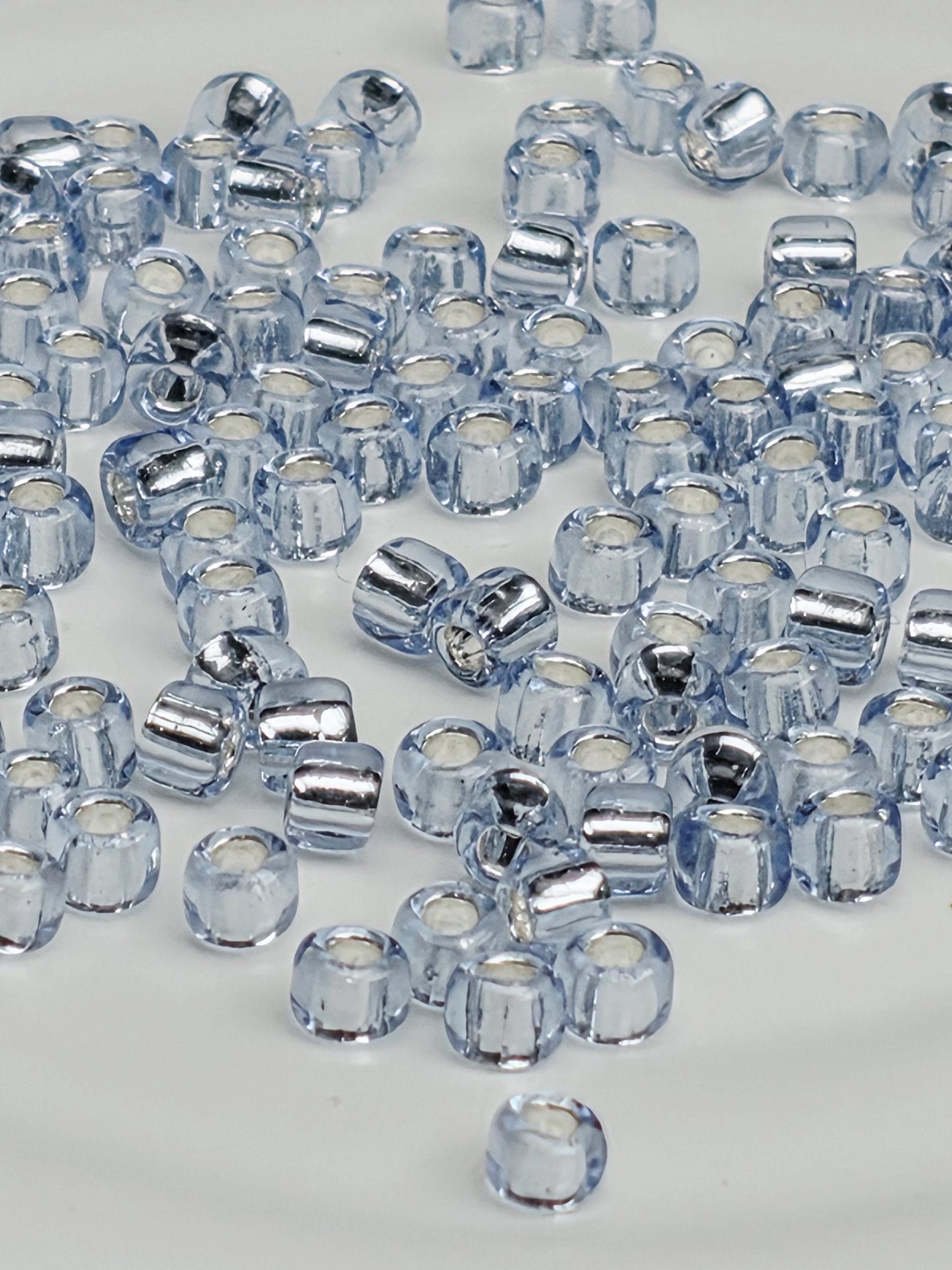 4966SB Silver-Lined Translucent Light Blue 8/0 Matsuno Seed Beads (15g, ~600 pcs)