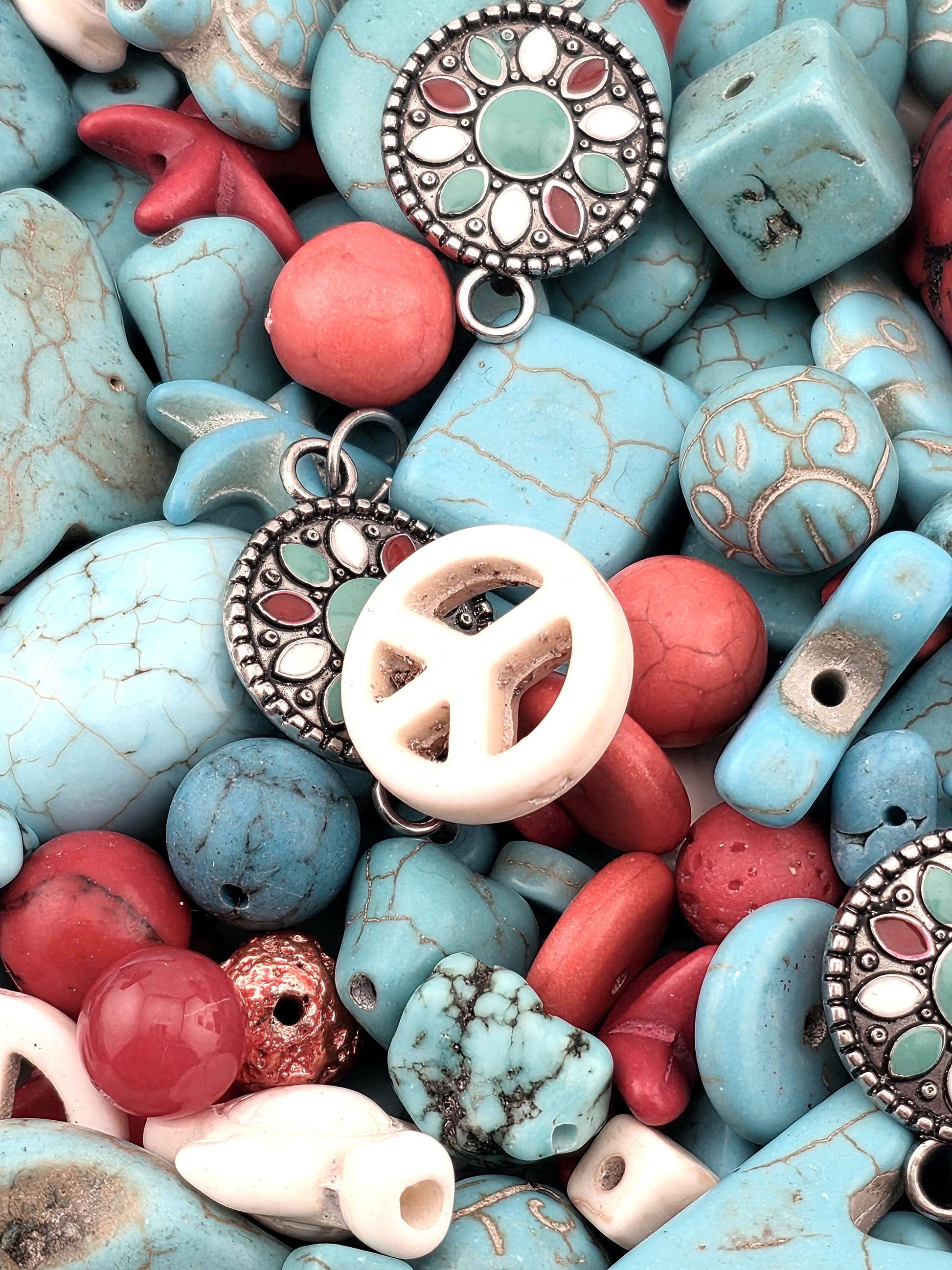 Santa Fe Sky Howlite Beads, Textured Gemstones (2oz Craft Lot) | Jewelry Making Bracelet Supply | Learise Curated Mix