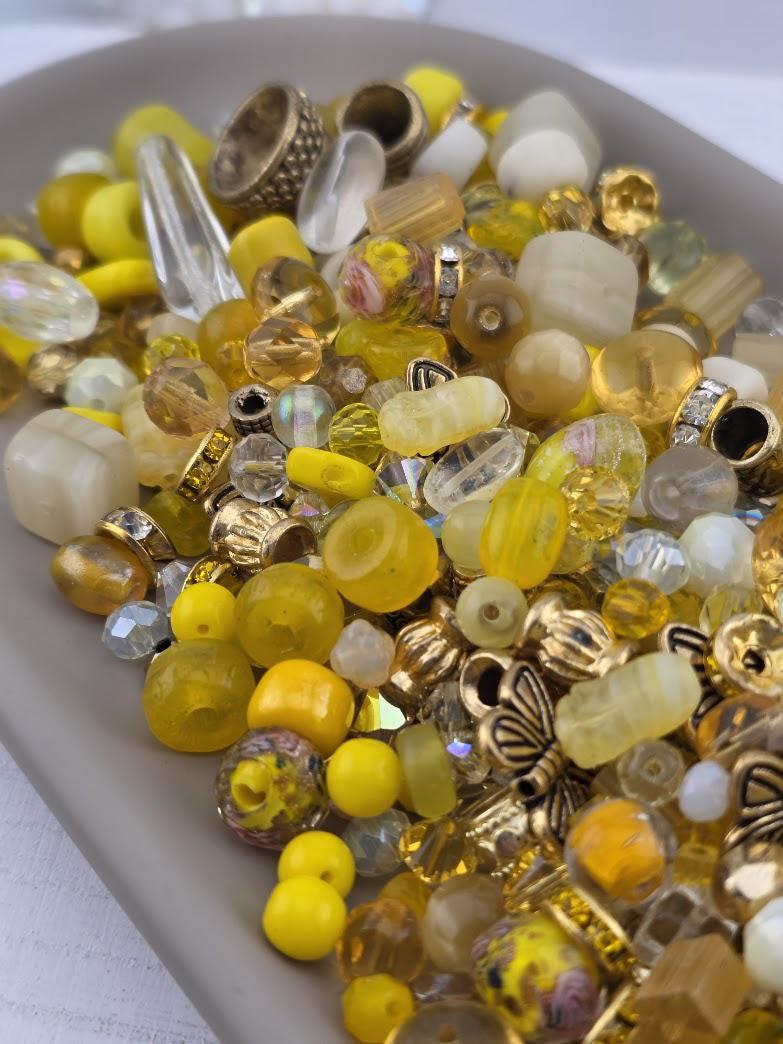 Sunny Sundays Glass Beads, Mixed Shapes, Orange Yellow (56g Pack) | Jewelry Making Bracelet Supply | Learise Curated Mix