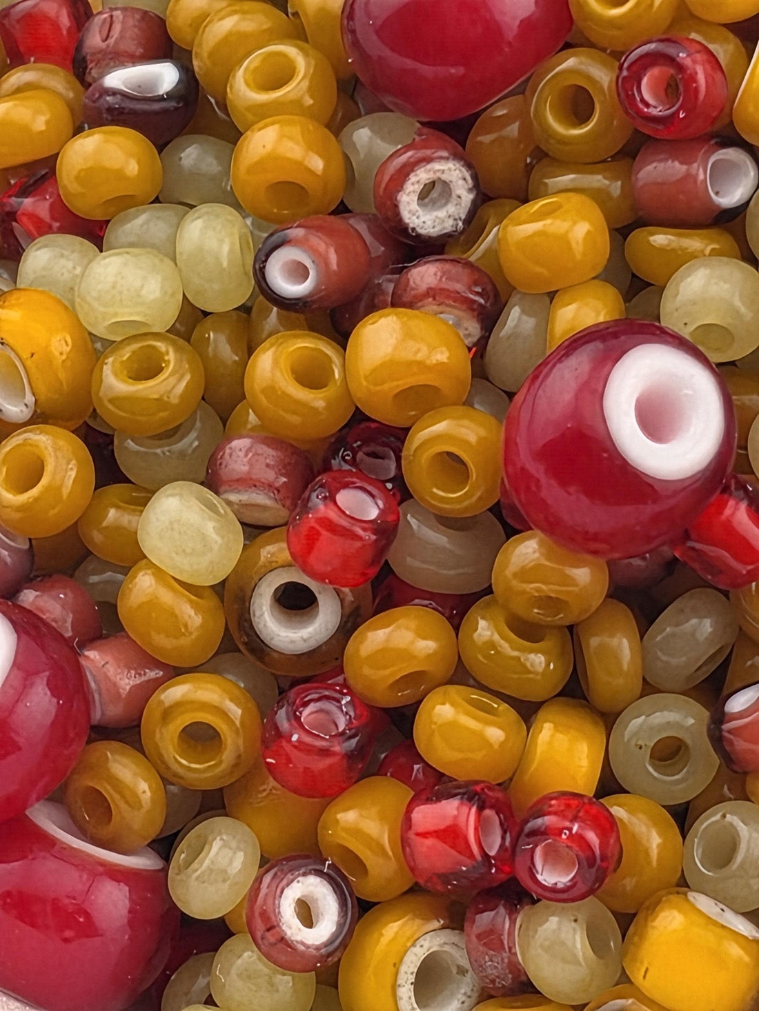 Savannah Sunset Trade Beads - Amber, Honey & Vintage Red Mix | Jewelry Making Bracelet Supply | Learise Curated Mix