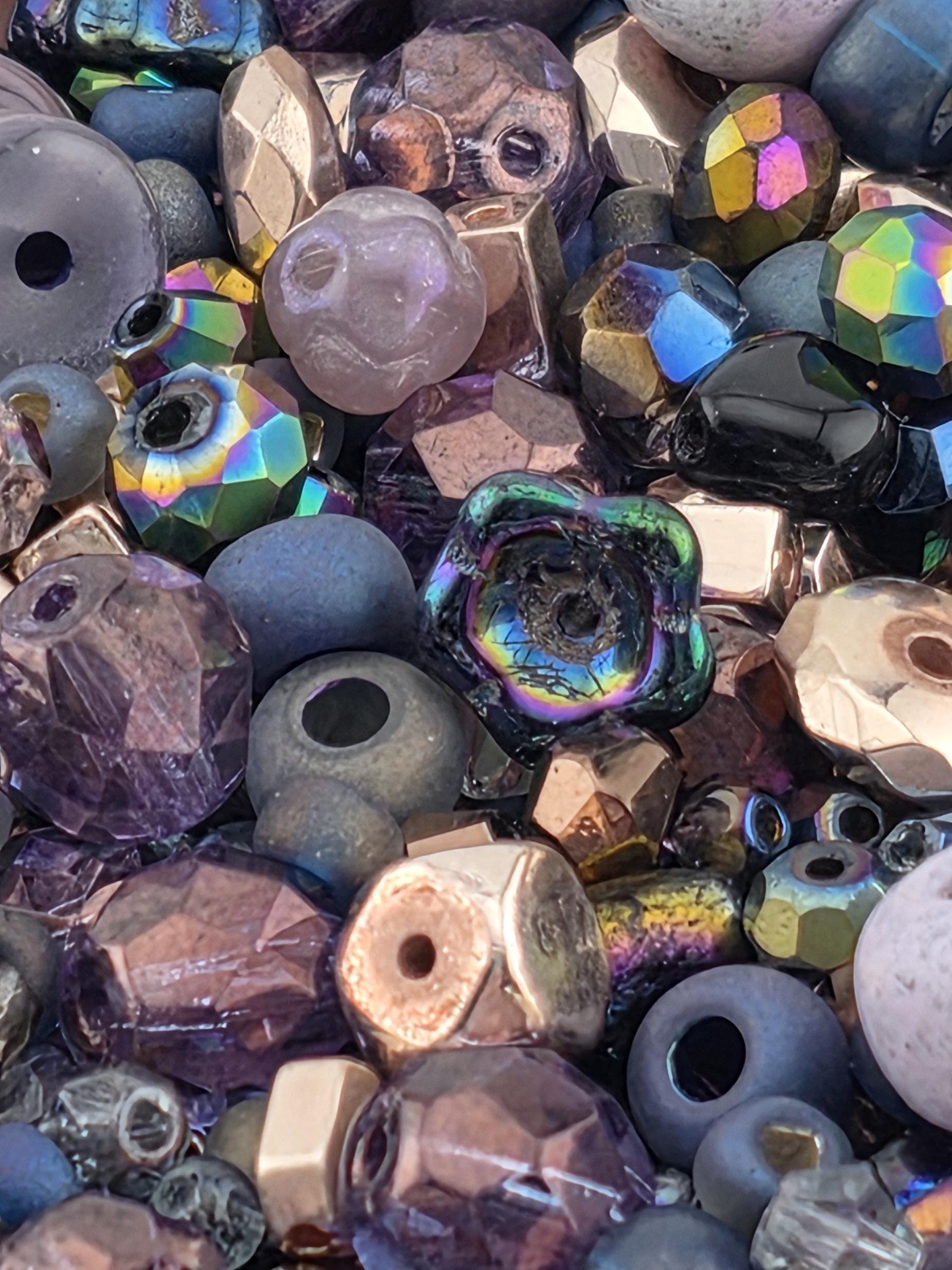 Violet Tendancies Artisan Glass Beads: Violet Shades with Sparkle - Mixed Shapes 56g | Jewelry Making Bracelet Supply | Learise Curated Mix