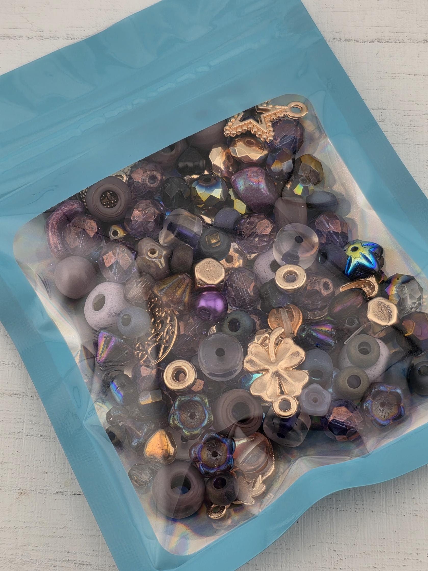 Violet Tendancies Artisan Glass Beads: Violet Shades with Sparkle - Mixed Shapes 56g | Jewelry Making Bracelet Supply | Learise Curated Mix