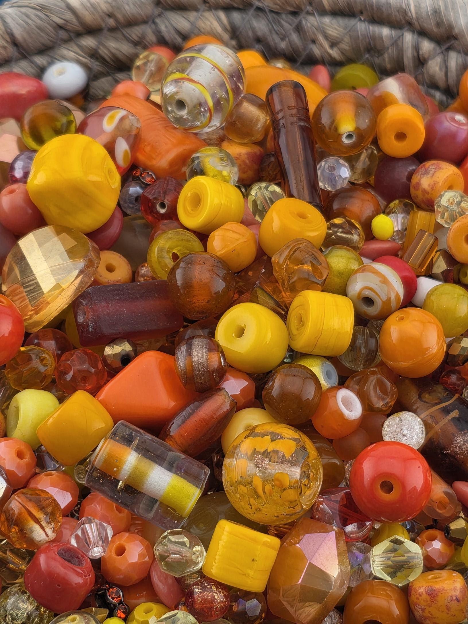 Jewelry Maker Glass Beads, Orange Yellow Mix (56g Craft Pack)