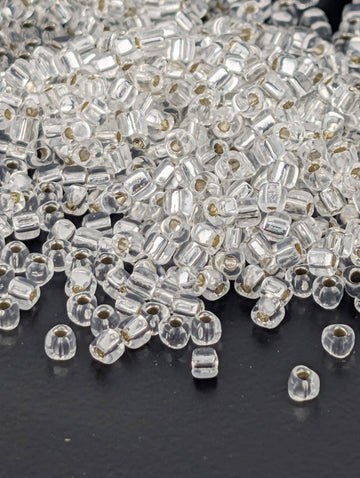Crystal Translucent Silver Lined Miyuki Triangle Size 10/0 (15g Pkg) | Japanese Seed Beads | Bead Weaving Embroidery Supply | DIY Jewelry