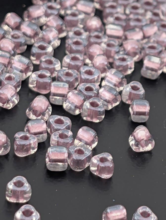 Crystal/Amethyst Inside Color Lined Sparkle Miyuki Triangle Size 5/0 (15g Pkg) | Japanese Seed Beads | Bead Weaving Embroidery Supply
