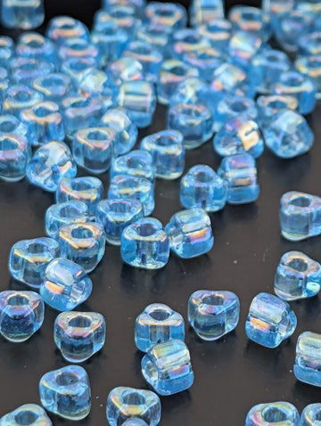 Blue Topaz Translucent Rainbow Miyuki Triangle Size 5/0 (15g Pkg) | Japanese Seed Beads | Bead Weaving Embroidery Supply | DIY Jewelry