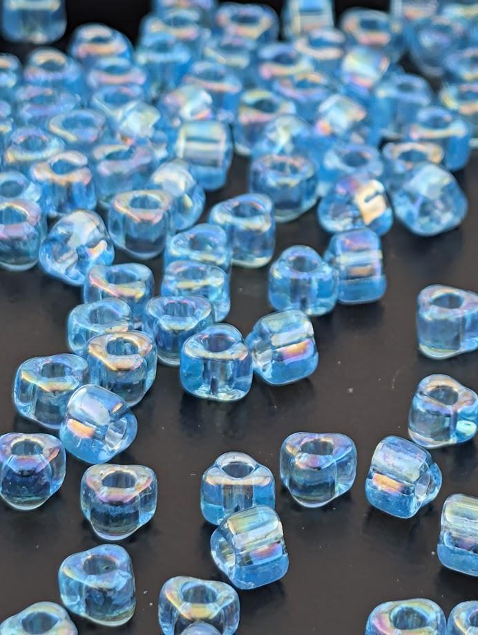 Blue Topaz Translucent Rainbow Miyuki Triangle Size 5/0 (15g Pkg) | Japanese Seed Beads | Bead Weaving Embroidery Supply | DIY Jewelry