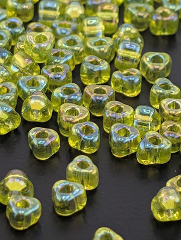Lime Green Translucent Rainbow Miyuki Triangle Size 5/0 (15g Pkg) | Japanese Seed Beads | Bead Weaving Embroidery Supply | DIY Jewelry
