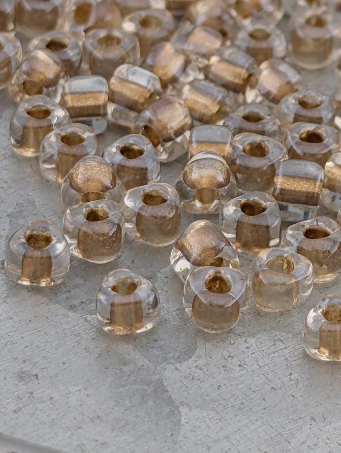 Crystal/Gold Inside Color Lined Sparkle Miyuki Triangle Size 5/0 (15g Pkg)