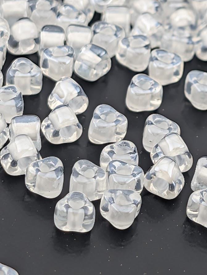 Crystal/White Inside Color Lined Miyuki Triangle Size 5/0 (15g Pkg)