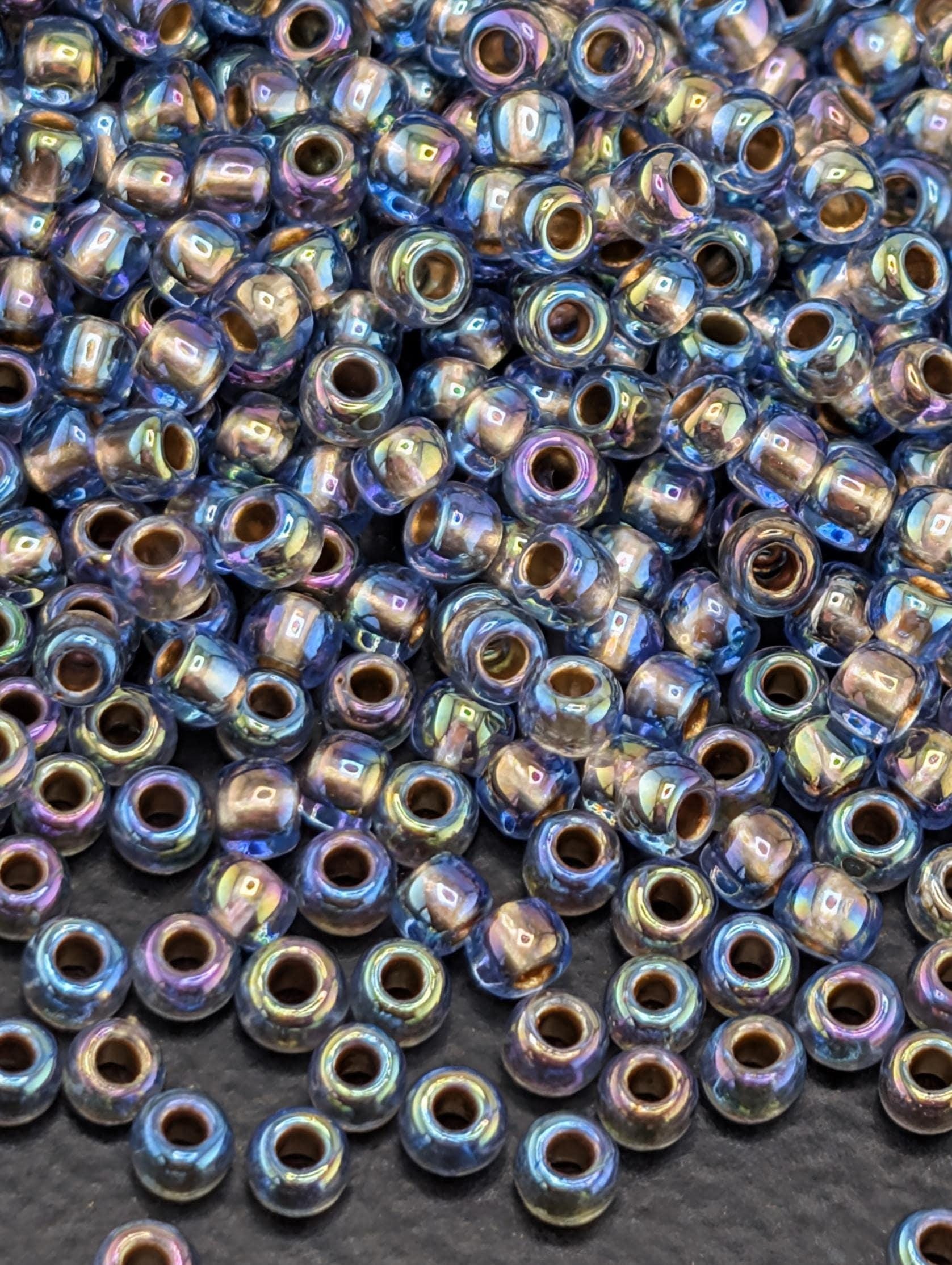 Gold-Lined Rainbow Lt Sapphire Size 11/0 Toho Round 2.5" tube | Japanese Seed Beads | Bead Weaving Embroidery Supply | DIY Jewelry