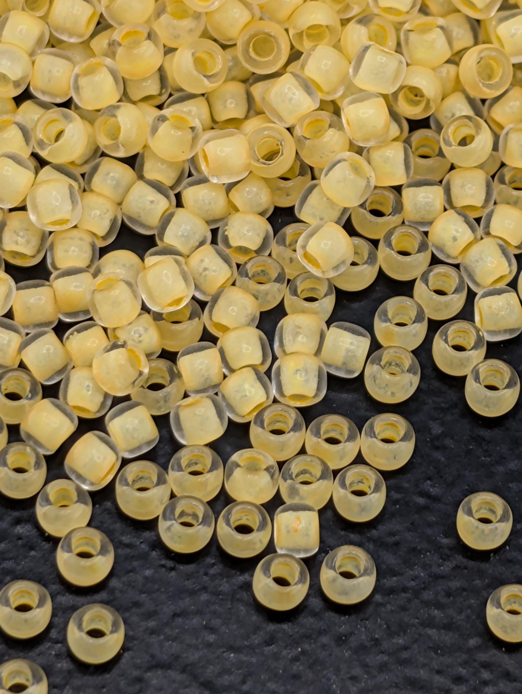 Inside-Color Frosted Crystal/Butter-Lined Size 11/0 Toho Round 2.5" tube | Japanese Seed Beads | Bead Weaving Embroidery Supply