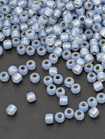 PermaFinish - Silver-Lined Milky Montana Blue Size 11/0 Toho Round 2.5" tube | Japanese Seed Beads | Bead Weaving Embroidery Supply