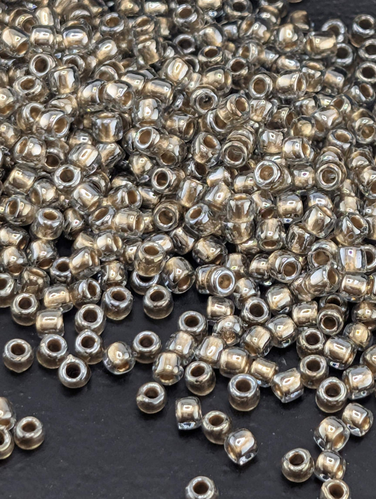 Gold-Lined Black Diamond Size 11/0 Toho Round 2.5" tube