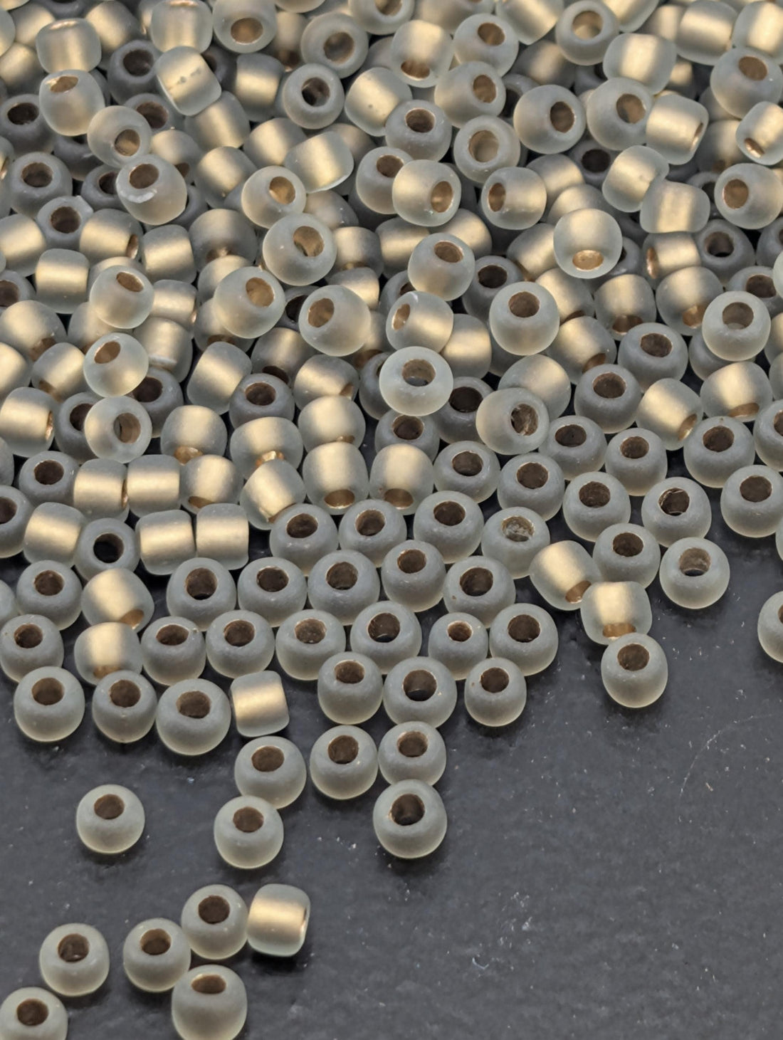 Gold-Lined Frosted Black Diamond Size 11/0 Toho Round 2.5" tube