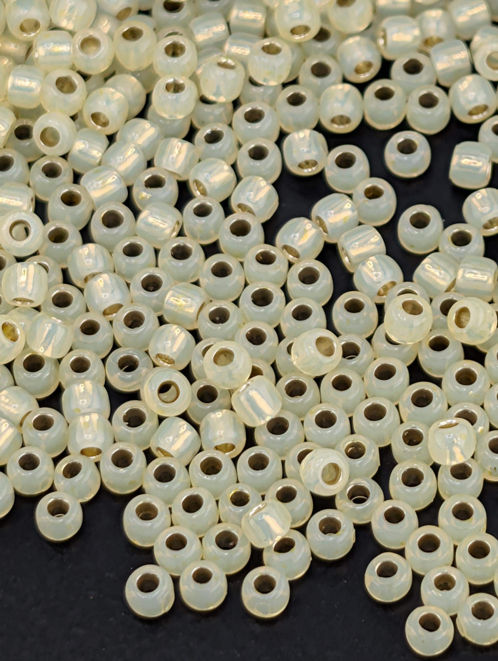 PermaFinish - Silver-Lined Milky Jonquil Size 11/0 Toho Round 2.5" tube | Japanese Seed Beads | Bead Weaving Embroidery Supply | DIY Jewelry