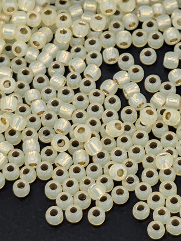PermaFinish - Silver-Lined Milky Jonquil Size 11/0 Toho Round 2.5" tube | Japanese Seed Beads | Bead Weaving Embroidery Supply | DIY Jewelry