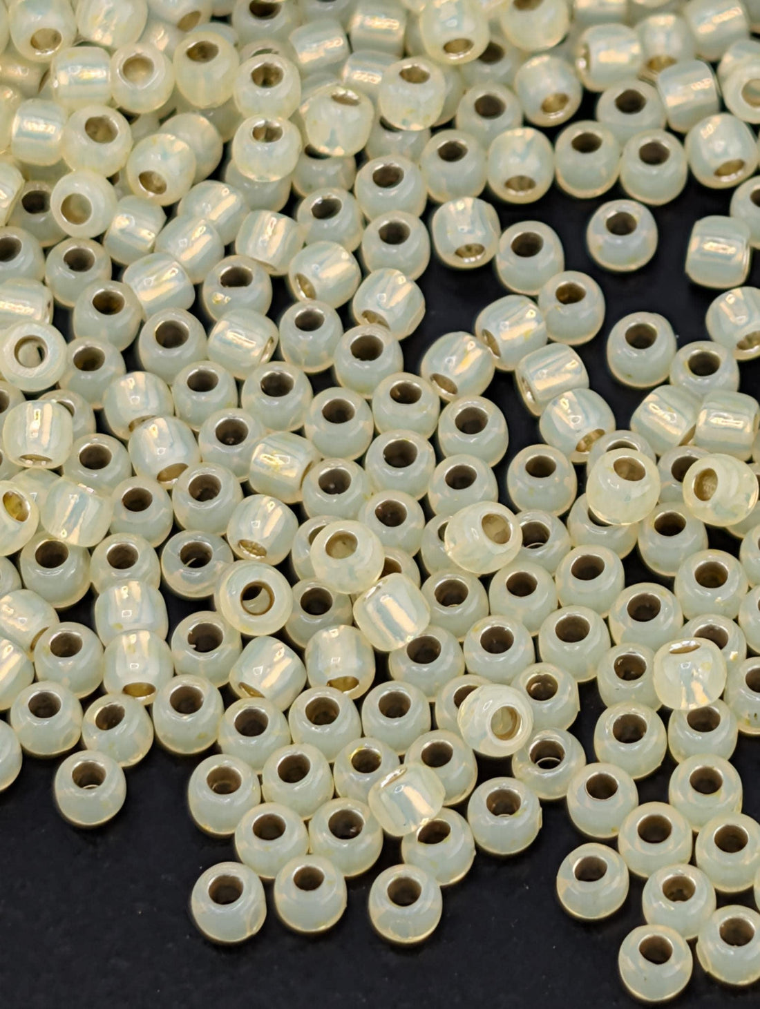 PermaFinish - Silver-Lined Milky Jonquil Size 11/0 Toho Round 2.5" tube