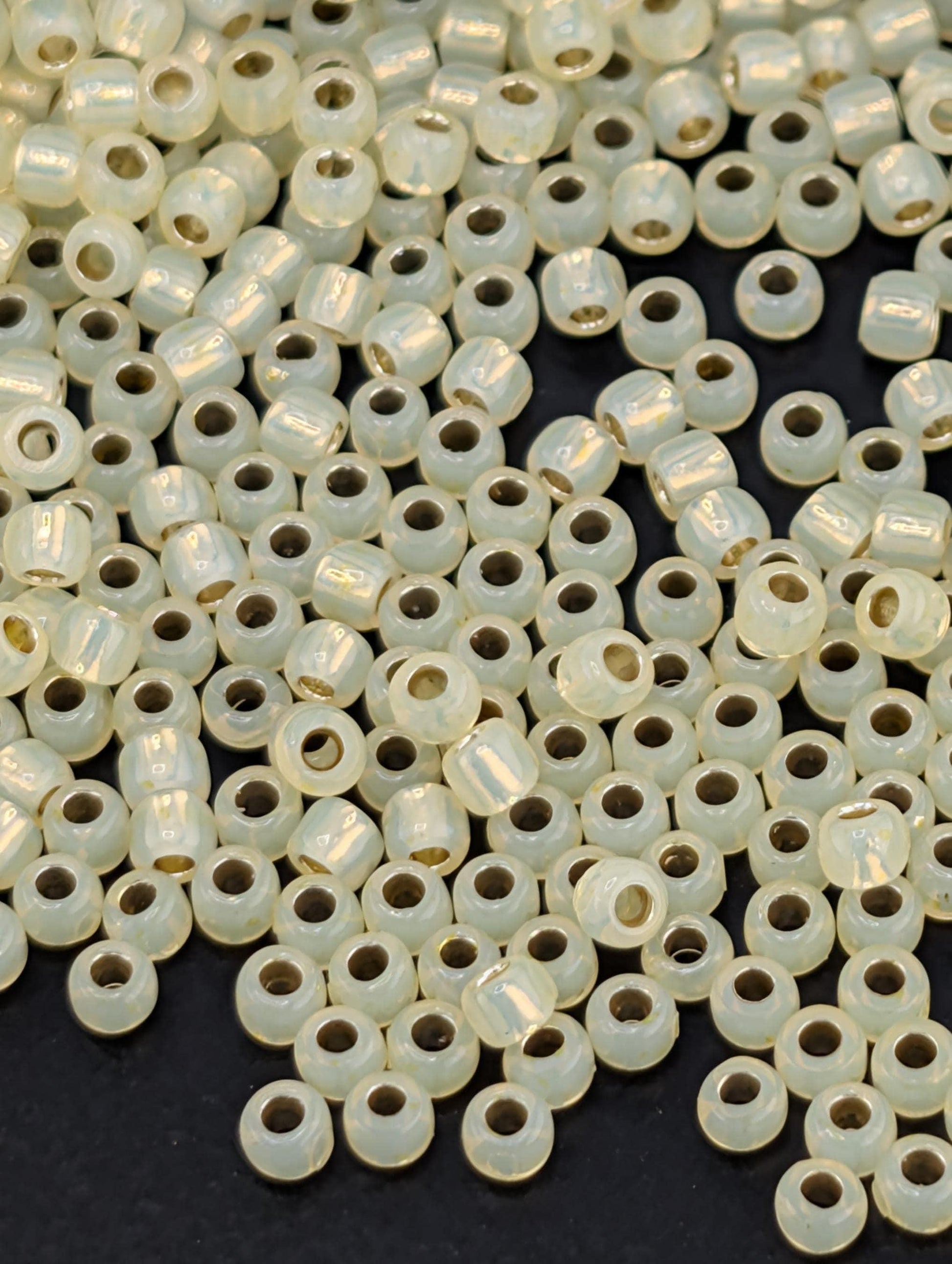 PermaFinish - Silver-Lined Milky Jonquil Size 11/0 Toho Round 2.5" tube