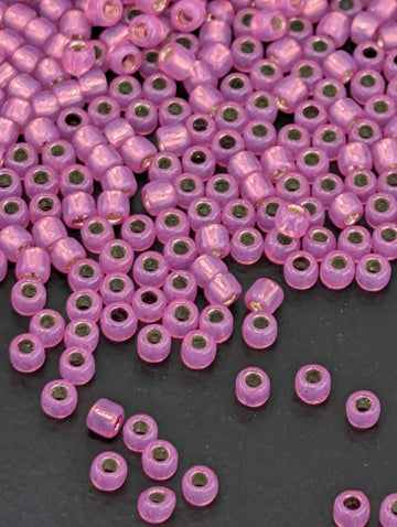 Silver-Lined Milky Hot Pink Size 11/0 Toho Round 2.5" tube | Japanese Seed Beads | Bead Weaving Embroidery Supply | DIY Jewelry