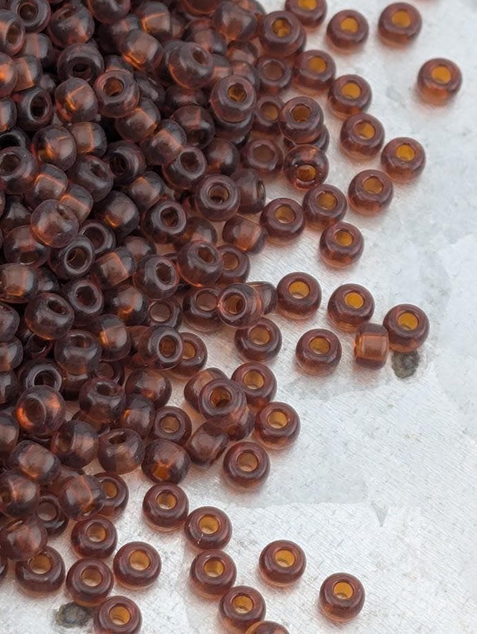 Dark Amber Transparent Miyuki Rocaille Size 8/0 (20g pkg)