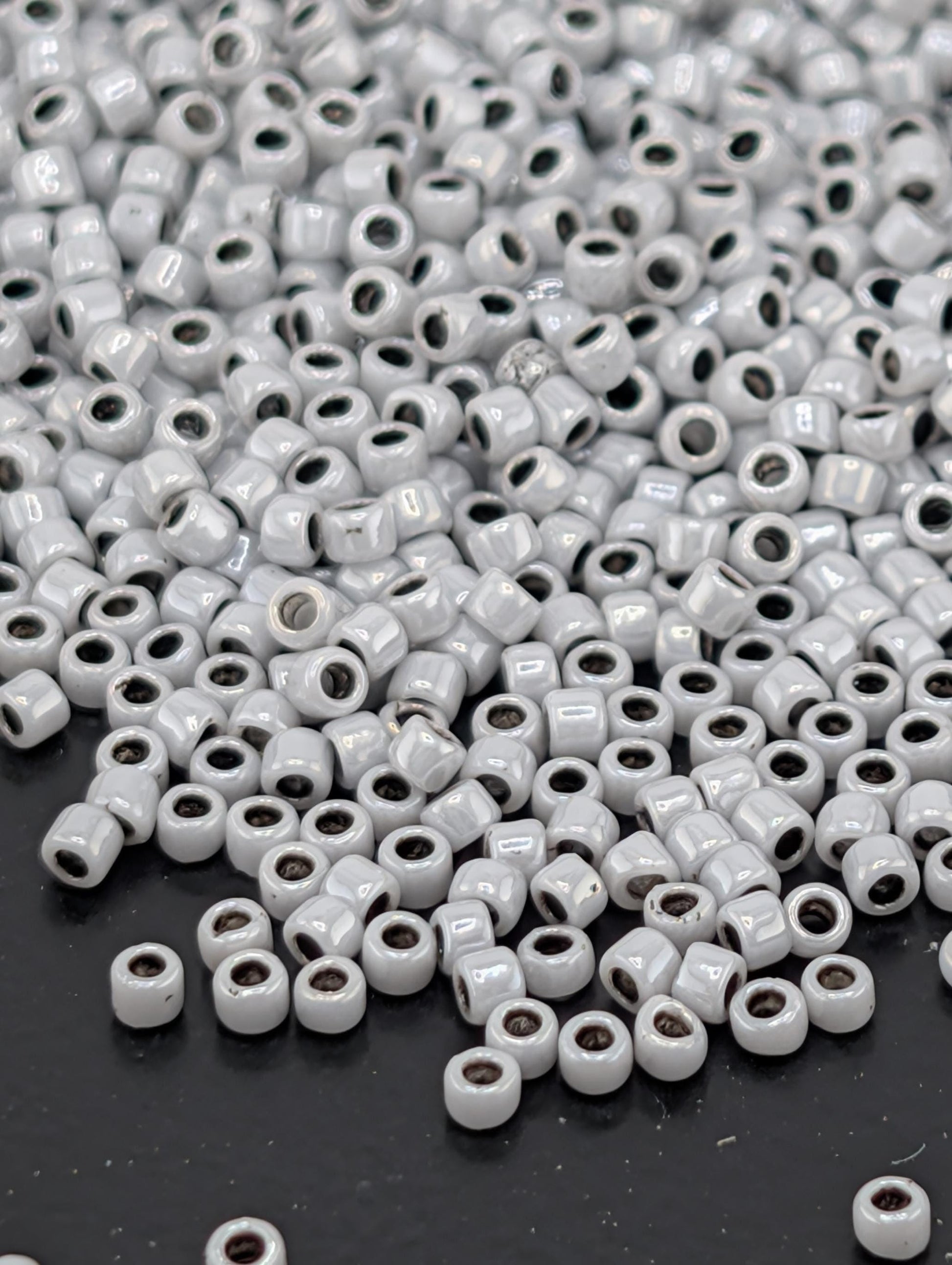 Inside-Color Opaque Gray/Black-Lined Size 15/0 Toho Round 2.5" tube | Japanese Seed Beads | Bead Weaving Embroidery Supply | DIY Jewelry