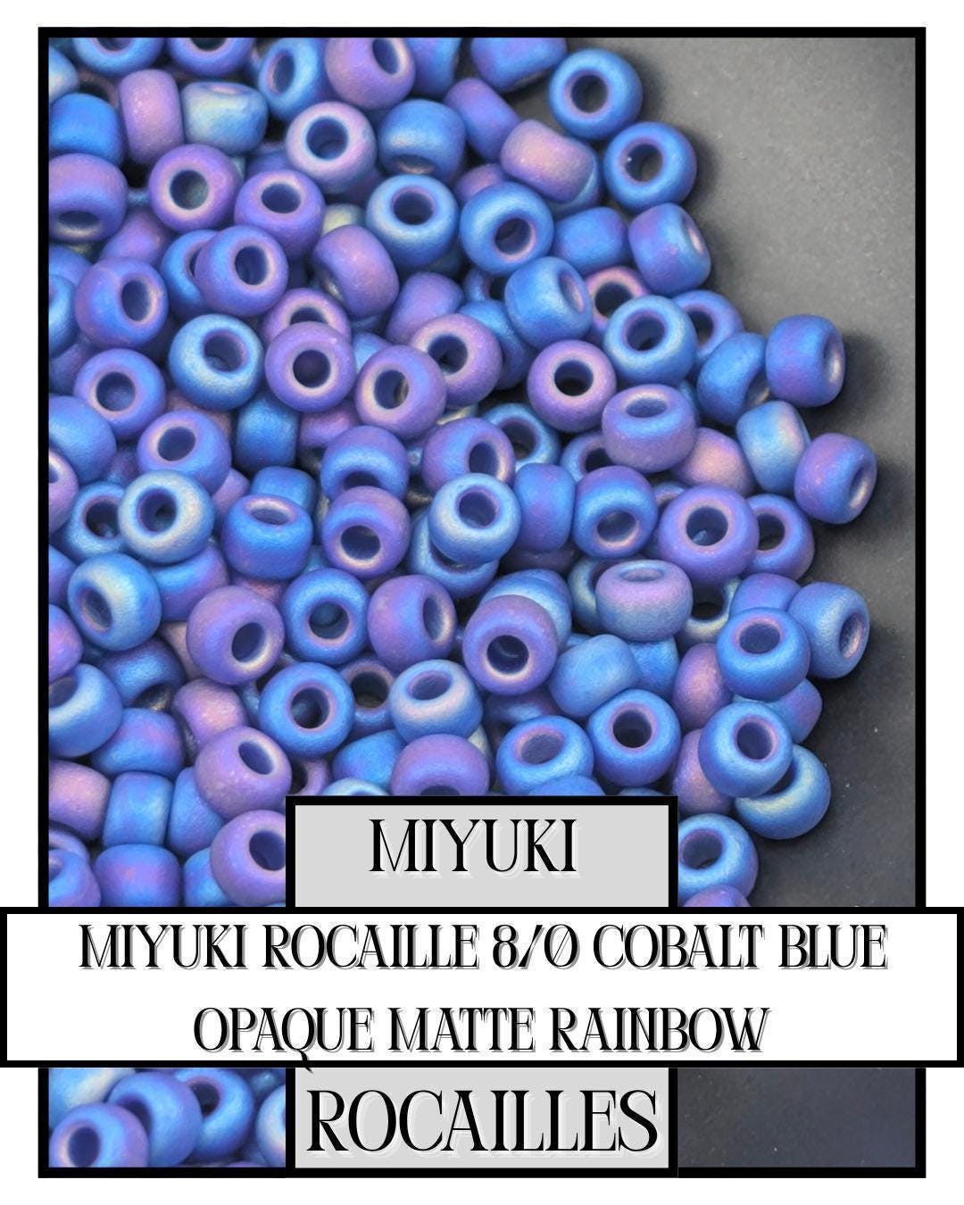 Cobalt Blue Opaque Matte Rainbow Miyuki Rocaille Size 8/0 (20g pkg)