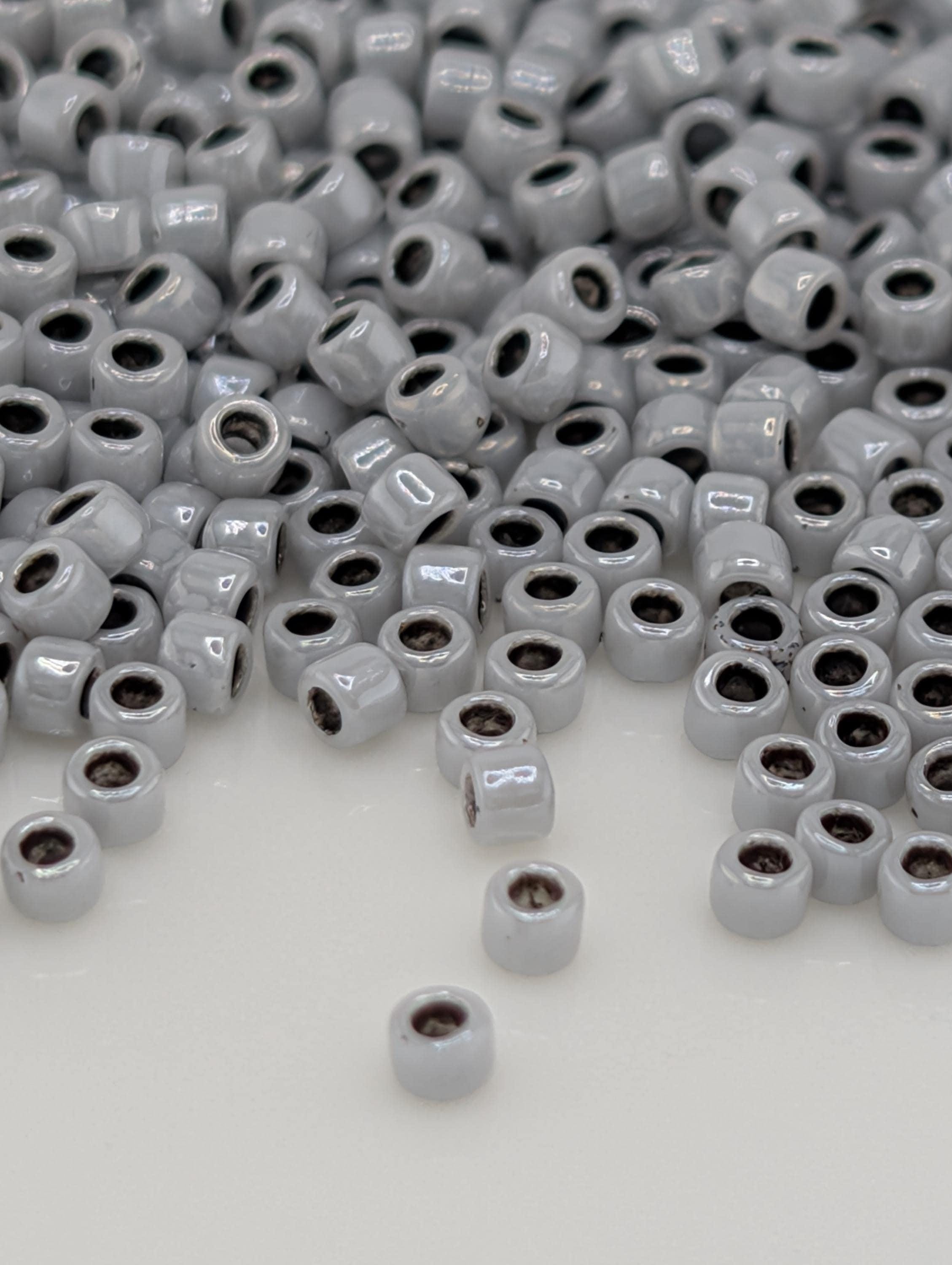Inside-Color Opaque Gray/Black-Lined Size 15/0 Toho Round 2.5" tube | Japanese Seed Beads | Bead Weaving Embroidery Supply | DIY Jewelry