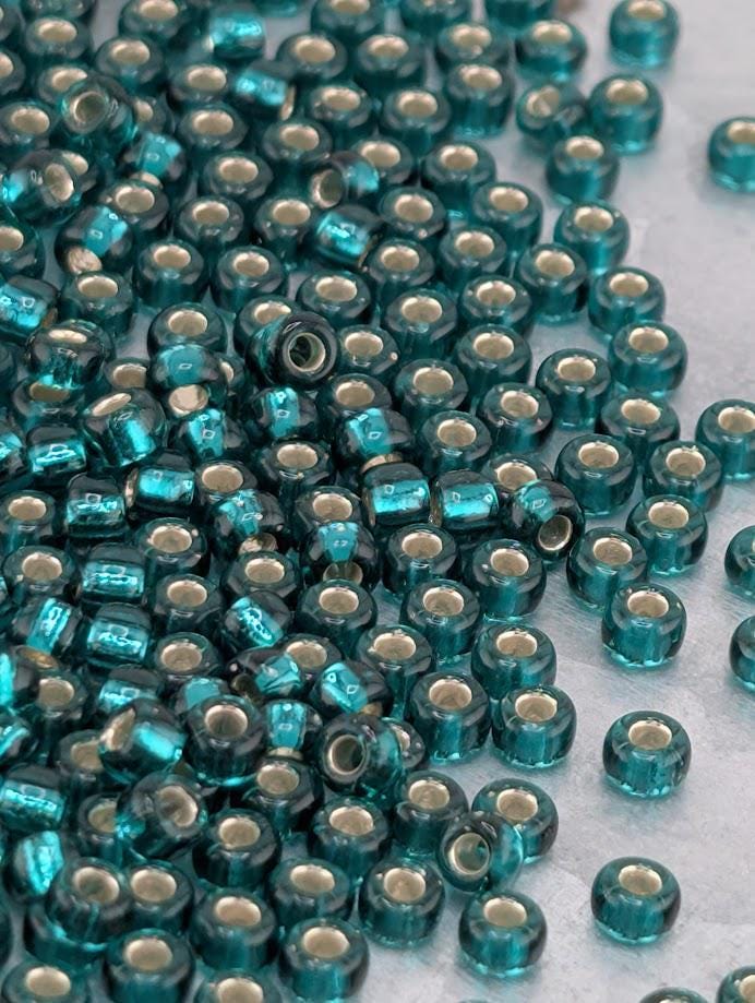 Emerald Green Translucent Silver Lined Miyuki Rocaille Size 8/0 (20g pkg)