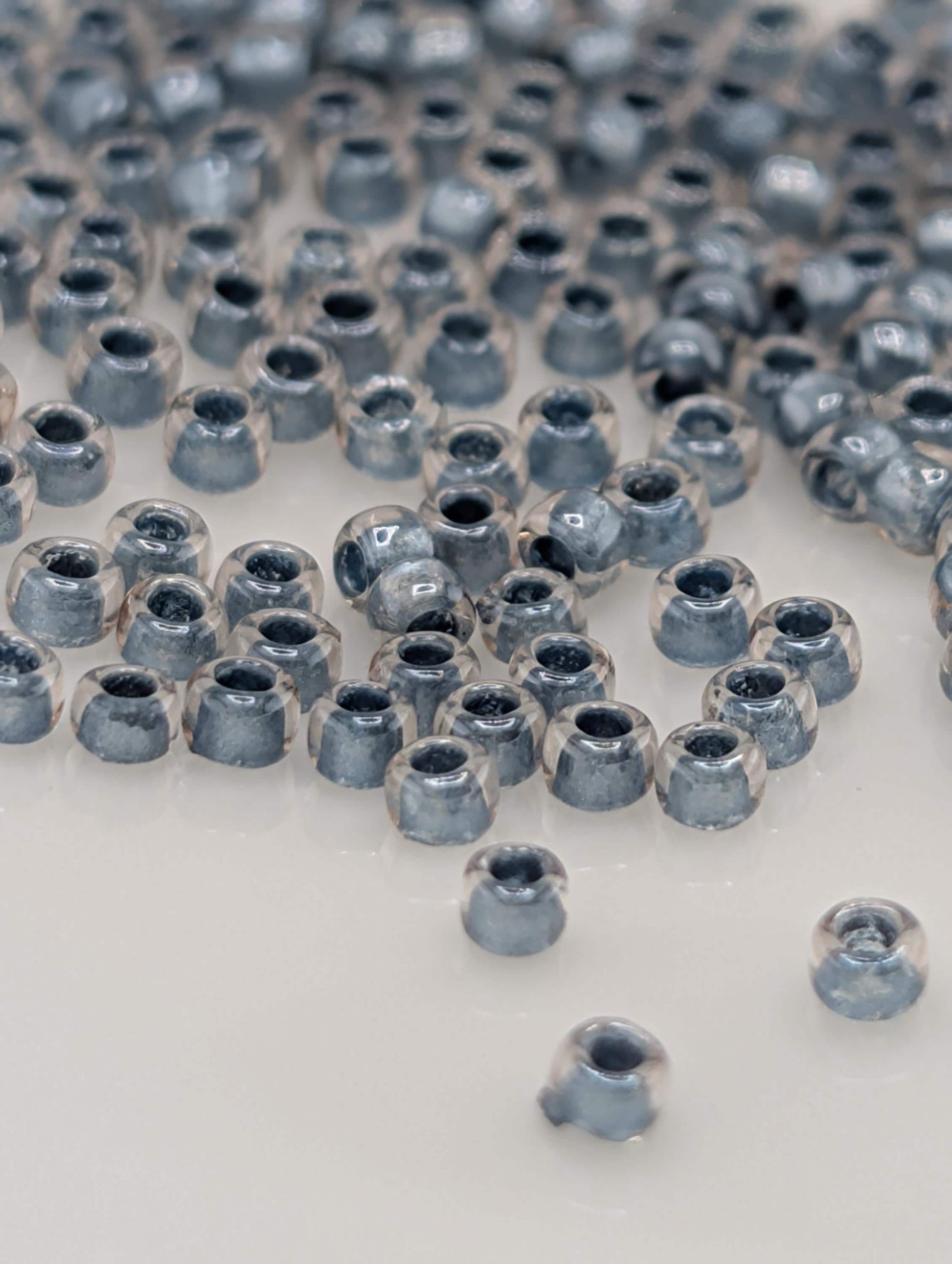 Inside-Color Crystal/Metallic Blue-Lined Size 15/0 Toho Round 2.5" tube | Japanese Seed Beads | Bead Weaving Embroidery Supply | DIY Jewelry