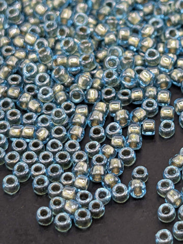 Inside-Color Aqua/Gold-Lined Size 15/0 Toho Round 2.5" tube | Japanese Seed Beads | Bead Weaving Embroidery Supply | DIY Jewelry