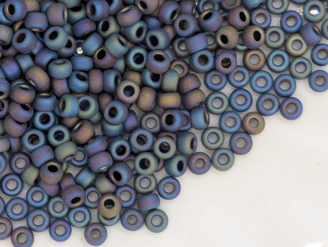 Black Opaque Matte Rainbow Miyuki Rocaille Size 8/0 (20g pkg)