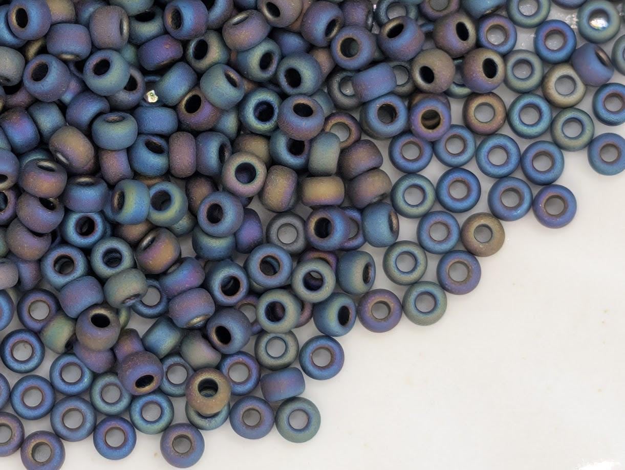 Black Opaque Matte Rainbow Miyuki Rocaille Size 8/0 (20g pkg)