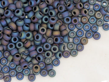 Black Opaque Matte Rainbow Miyuki Rocaille Size 8/0 (20g pkg)