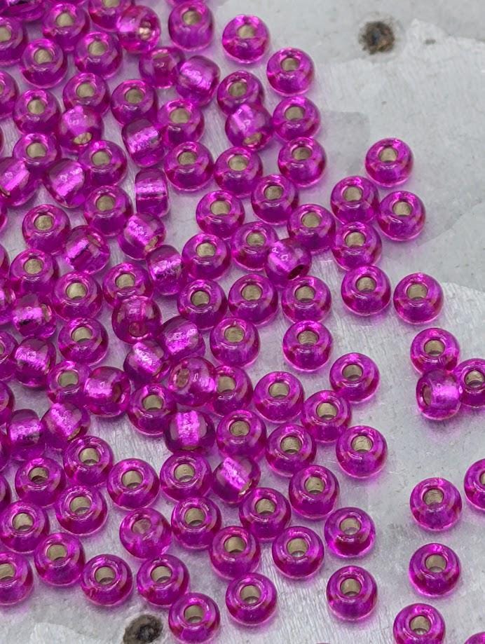Fuchsia Translucent Silver Lined Duracoat Miyuki Rocaille Size 8/0 (20g pkg)